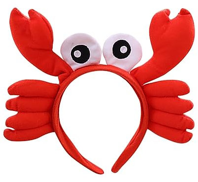 Surakey Krabbe Stirnband Krabbe Haarreif Rote Krabbe Plüsch Haarbänder Lustiges Tier Stirnband Kopfbedeckung Cosplay Kostüm Party Zubehör für Party Karneval Geburtstag Motto Party Fasching