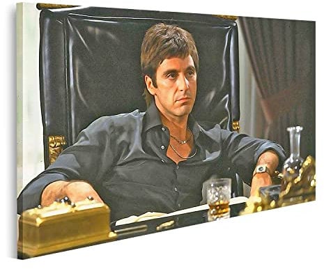 islandburner Prime Bild auf Leinwand Pacino Scarface Tony Montana Kult Gangster Movie Film Hollywood Ikone Leinwandbild Wandbild Wand-Bilde