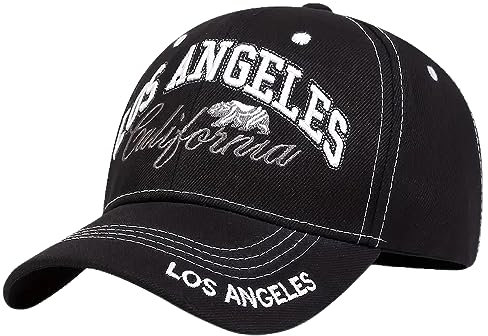 Sporty Baseballcap Los Angeles LA Kalifornien USA Vintage Style Cap Herren Damen (schwarz)