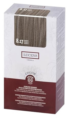 LUCENS coloración permanente Amaretto 8.17 – Tinte para el cabello con alto porcentaje de ingredientes naturales – sin amoniaco, sin fragancias, color brillante y duradero