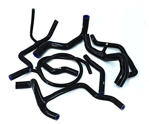 EQUSS Kühlerschlauch 8-teiliges Auto-Silikon-Kühlerschlauch-Kit, Kompatibel Mit VW Für Corrado VR6 Für Golf MK3 VR6 2.8 1992 1993 1994 1995 1996 1997 ROT/BLAU/SCHWARZ (Color : Black)