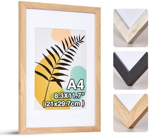 HOUSE DAY 1er Set Bilderrahmen A4 - Holz Bilderrahmen 21x30cm holzrahmen,Plexiglas Posterrahmen,Collage Poster Rahmen, Moderner Poster Dokumentenrahmen, MDF Fotorahmen(Natur)