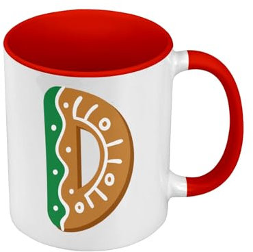 Tasse Farbe Premium Qualität rot – D Denise Dorian Dylan Buchstabe Alphabet Vorname Weihnachten Kinder – Tasse mit Henkel und farbigem Innenfutter