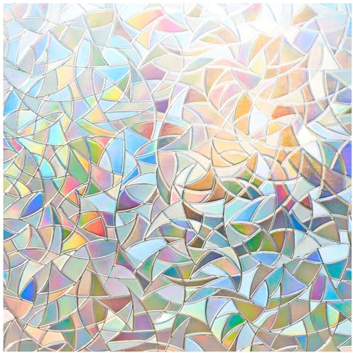 Lifetree Fensterfolie Blickdicht 3D Regenbogen Sichtschutzfolie 90x200cm | Selbsthaftend Sichtschutz Sonnenschutzfolie fenster innen Statisch Haftend ohne Klebstoff für sonnenbeschienene Fenster