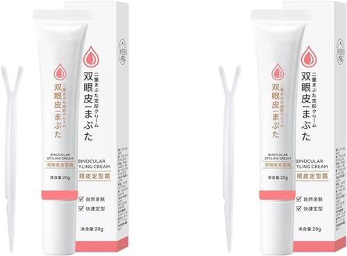 Double Eyelid Styling Cream, natürlich unsichtbar, spurlos und lang anhaltend, wasserfest, unsichtbar, doppelte Lidfalte, Creme mit Y-Stick (2PCS)