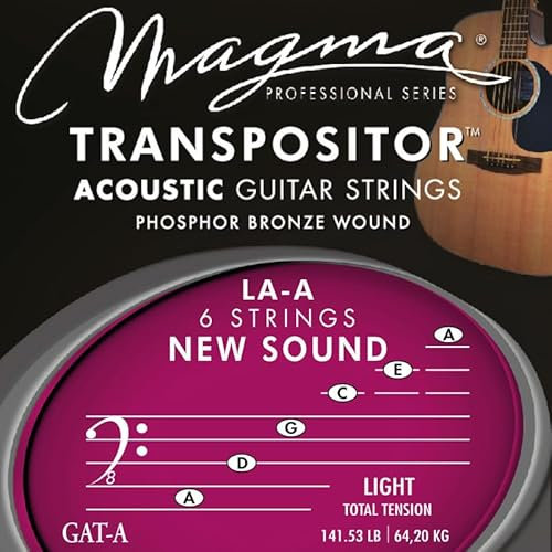Cuerdas Guitarra Acustica Magma Cobre Plateado TRANSPOSITOR Nuevo Sonido La (GCT-A) - 1 Set