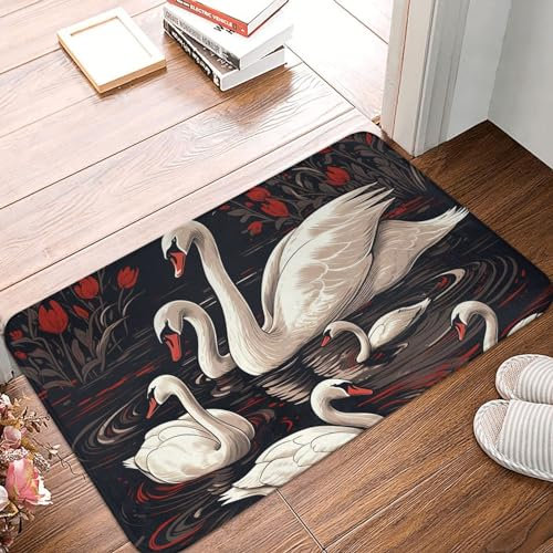 Many Swans Fußmatte für den Innenbereich, waschbar, rutschfest, für den Innen- und Außenbereich, 60 x 40 cm