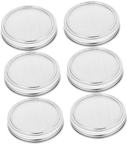 MILISTEN 6St sprießende Deckel Bildschirmdeckel Sprossensiebdeckel sprießender Deckel Einmachgläser Deckel Keimglas sprießen kann Teilt Einmachglas Rostfreier Stahl Bohnensprossen Suite