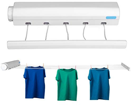 Corde à linge rétractable pour intérieur et extérieur (cinq cordes)