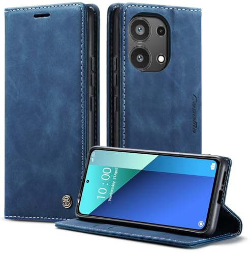 Phernykas Handyhülle für Xiaomi Redmi Note 13 4G(Non per 5G) Hülle, Premium Leder Klapphülle Flip Case mit Standfunktion und Kartenfach Handytasche Hülle Wallet Case Stoßfeste Schutzhülle, Blau