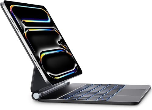 Earto Magic Keyboard Nur für iPad Pro 11 M4 2024, Freischwebendes Stand Tastatur Hülle mit Trackpad für iPad Pro 2024 11 Zoll, 7-Farbige Beleuchtung, Deutsches QWERTZ-Layout, Schwarz