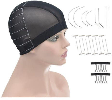 Perückennetzkappe aus Weißem Faden Elastizität Mesh Perücke Cap Perücken Anfänger Weben Haar Netz Schwarz (13x6 L)