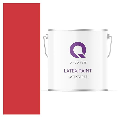 Q-COVER Latexfarbe 5L Feuerrot – Matte Innenfarbe für Wand & Decke, Klasse 3, Hohe Deckkraft, Scheuerfest