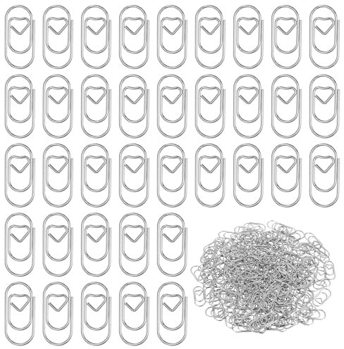 Herz Büroklammern Herz Gold Büroklammern, Klein Büroklammern Set, Herzförmige Büroklammern, Herz Paper Clips Herz Paperclips für Büro Schule Klassenzimmer Aktenklammer (silbrig)