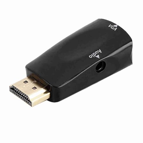 ZAICOLER Hdmi Female To Vga Female, Hdmi To Vga Converter HD 1080P Hdmi Female To Vga Female Converter Adapter with 3.5mm Audio Output Cable Hdmi To Vga Adapter White (Black)