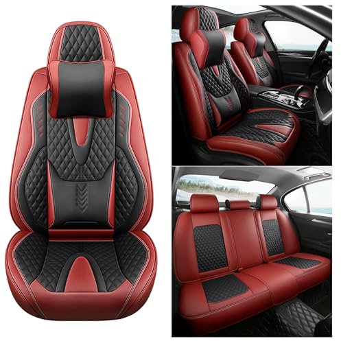 nenyan Autositzbezüge Komplett Set Universal in Premium Design | Schonbezüge für die Vordersitze & Rückbank | Auto Sitzbezüge Airbag Geeignet | Wasserdicht Sitzbezug - Schwarz Rot