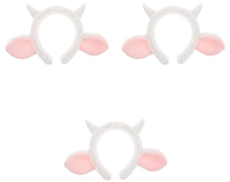 PACKOVE 3 Stück Kleines Croissant Stirnband Halloween Stirnbänder Schafohren Damen Stirnbänder Pelziges Ohr Stirnband Fellohren Stirnband Lammohren Kostüm Haarreifen Haarband