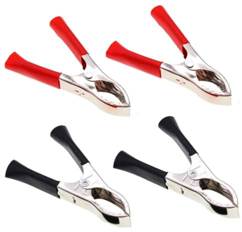 30A Jump Lead Clamps Heavy Duty Pure Copper Crocodile Clamps Car Battery Alligator Clips Heavy Duty Pure Copper Crocodile Car Battery Alligator Clips (4, Red/Black)