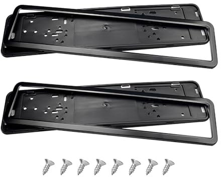 2 PCS License Plate Holder Stainless for Audi TT 4 Seats MK3 2015-2025, Fits Any Standard Uk Or Eu Car Registration Plate Holders Car Accessories,A-black