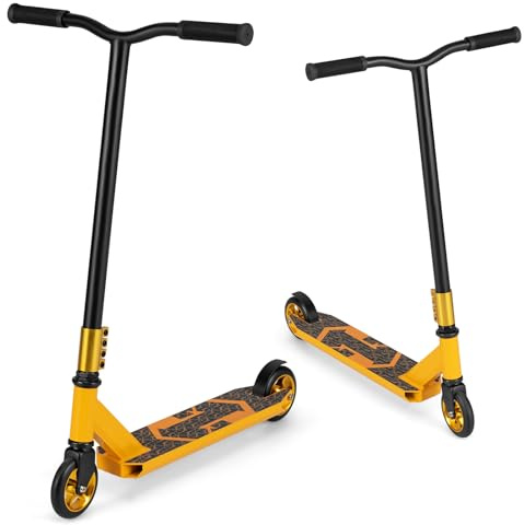 GOPLUS Stunt Scooter ab 10 Jahre, Kickscooter mit 360° Lenkung, 110mm PU Rädern, Aluminium Deck & ABEC 7 Kugellager, Tretroller Stuntroller Cityroller bis 100kg, Funscooter Kinder Erwachsene