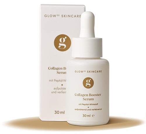 Glow25® Collagen Booster Serum [30ml] – Flüssigkeit mit Peptid-Wirkstoff und Hyaluron – Pflanzliches Kollagen – 100% Vegan