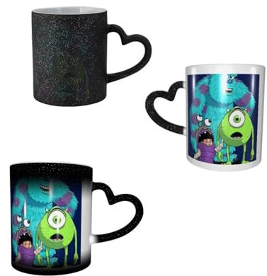 YINGD Monsters Inc. Mug That Changing Cup Coffee Mugs Ceramic Warm Thermal Color Change with Handle Large Capacity Interesting 330ml