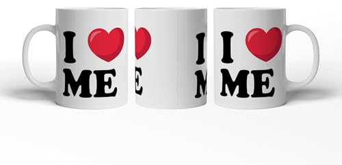 deyoli Tazza con motivo I Love Me, 300 ml, in ceramica bianca, idea regalo