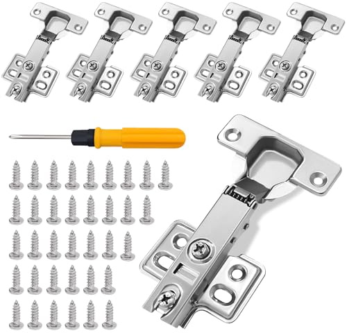 ePicsoa 6Pcs Schrank Scharniere,110° Eckanschlag 35mm Softclose Hydraulisch Scharnier,Schrankscharnier,Möbelscharniere,Softclose Scharnier mit 36 Schrauben,Topfbänder mit Dämpfer für Küchenschrank