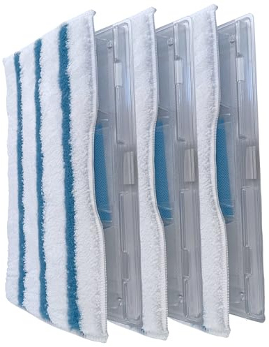 Zeltauto Re-usable Pad Refills Compatible with Shark VacMop Vacuum Spray Mop, Washable Microfiber Pads for A Sustainable Alternative to Disposable Cleaning Pads (3 Sets-Blue&White)