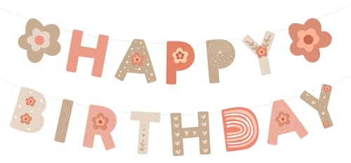 Birthday Girlande Deko Blume Geburtstag Banner Hängende Dekoration Erste Baby Dusche Party Geburtstagsdeko Geschenkidee fo Kind