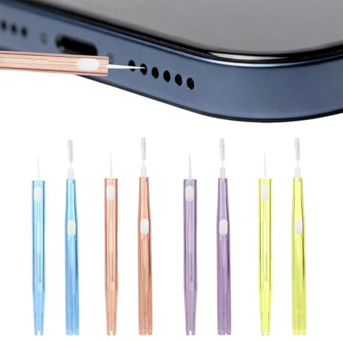 dinghaole 8 Pcs Charge Charging Port Cleaning Brush, Anti-Clogging Double-Sided Mini Brushes Cleaner Kit, Multifunctional Cleaning Dust Remover Tools for Headphones Tablet Computer Camera