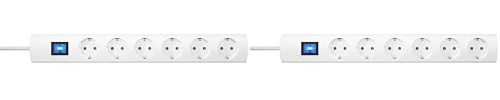 Kopp UNOversal® Plus 6-Fach Steckdosenleiste 1,4m mit Schalter & großem Abstand I Mehrfach-Steckdose anschraubbar mit Berührungsschutz I Mehrfachstecker Innenbereich I Weiß – 232802005 (Packung mit 2)