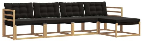 vidaXL Outdoor-Sofagarnitur mit Kissen 5 pcs Weiß und Schwarz, Garten, moderner, langlebiger Outdoor-Sofa, Sessel-Ecke, Lounge-Möbel, Terrasse Set