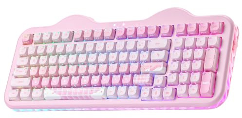 YUNZII C98 Cute Wireless Mechanical Keyboard (Pink, Candy Linear Switch) | Cake Keyboard,99 Keys with Number Pad, MAO Keycaps, BT5.0/2.4G/USB-C,Hot Swap, Gasket Mount, Custom RGB Backlight for Win/Mac