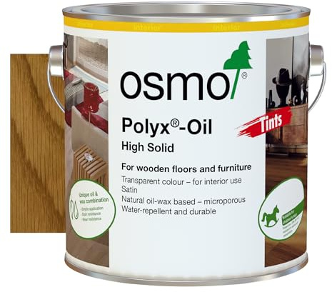 Osmo Polyx®-Oil Tints - Hard Wax Oil 3071, Honey Satin Finish, 2.5L - Durable Wood Oil for Wooden Furniture, Water-Resistant Floor Wax, Wood Treatments - Ideal for Oak, Pine, Spruce, Beech & More