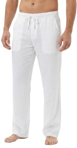 Mens Linen Trousers Summer Tracksuit Bottoms For Yoga & Beach | Premium Men's Summer Linen Trousers Offer Lightweight Comfort & Performance, Perfect For Yoga, Gym, Office, Travel & Beach