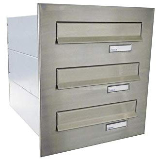 3er Edelstahl Mauerdurchwurf Briefkastenanlage - B-04