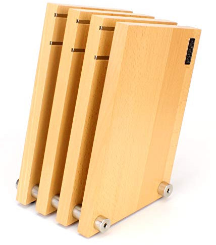artelegno milano collection 03 - Messerblock Messerhalter - bis 10 Kochmesser - Klinge max. 26 cm - magnetisch - Buchenholz massiv