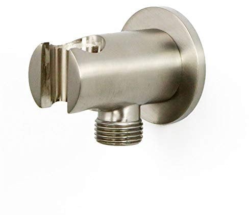 Weirun Messing G1/2 Zoll Runde Dusche Wandauslass Handbrause Brausehalter Zuleitung Ellbogen Schlauchanschluss Wandmontage gebürstetes Nickel