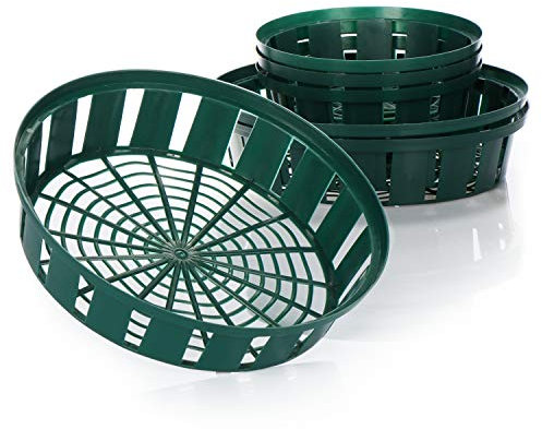 com-four® 6-teiliges Set Pflanzkörbe für Blumenzwiebeln, Anzucht-Pflanzschale zum Einpflanzen und Aufbewahren von Zwiebelpflanzen, grüne Zwiebelkörbe (06teilig Set Pflanzschale - 22cm 31cm)