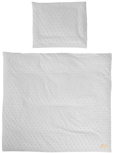 roba Lil Planet Organic Baby Bed Linen Set - 2 Pieces - Duvet Cover 80 x 80 cm + Pillow Case 40 x 35 cm - Oeko-TEX® and GOTS Certified Organic Cotton - Silver Grey
