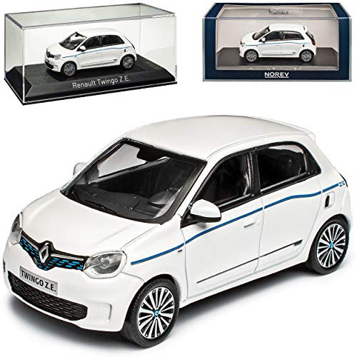 Renautl Twingo III Z.E. Weiss 5 Türer 3. Generation Ab 2014 Version Ab Facelift 2019 1/43 Norev Modell Auto mit individiuellem Wunschkennzeichen