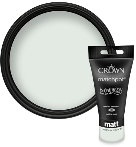 Crown WALLS & CEILINGS Light Green Matt Paint Tester Pot - Sample 40ml | Try Botanical Extract before you buy. See the true colour on your wall, in your own light. Low VOC, low odour, breatheasy
