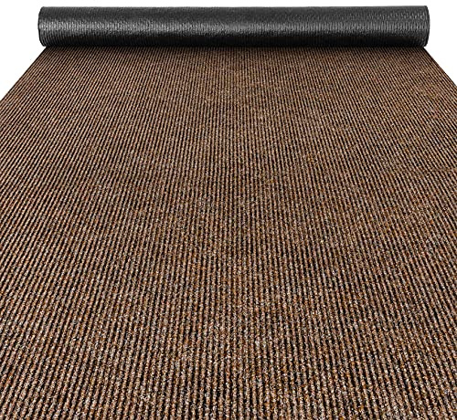 ANRO Flurläufer Schmutzfangmatte Sauberlaufmatte Teppich Läufer Schmutzfangläufer Metwerware gerippt Dunkelbraun 100x160cm