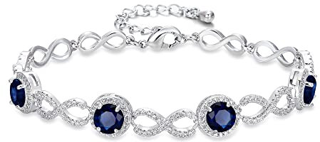 EVER FAITH Dezember Birthstone Armband Hochzeit Party volle Figur 8 Unendlichkeit Funkelnde kubische Zirkonias Armkette für Damen Braut Blau Silber-Ton