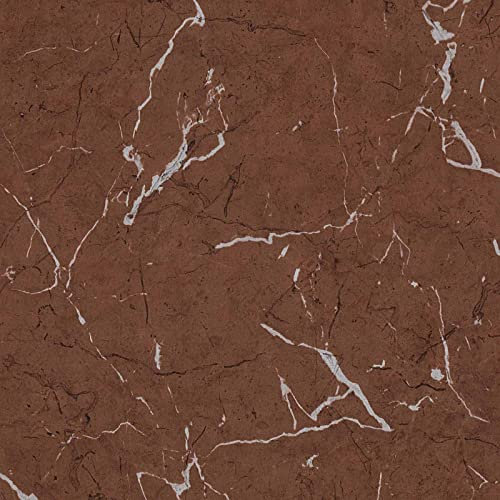 Marmor-Tapete Vlies Marmortapete Rot Tapete für Büro Diele/Flur | Braun Silber | 10,05 x 0,53 m