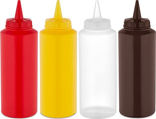 Sterling Ventures Plastic Squeezable Sauce Dispenser Coloured Squeeze Bottle 500ml (All 4 colours) (806)