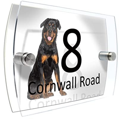 Personalised House Number Sign for Dog Lovers (Rottweiler)