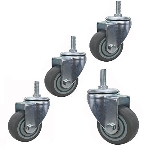 XUAN M12 Gewindestift Lenkrollen Schwerlastrollen 75/100/125mm Transportrollen Gummirollen Mit Bremse Pro Rollen Tragkraft 70kg (Color : 4*Swivel, Size : 75mm)
