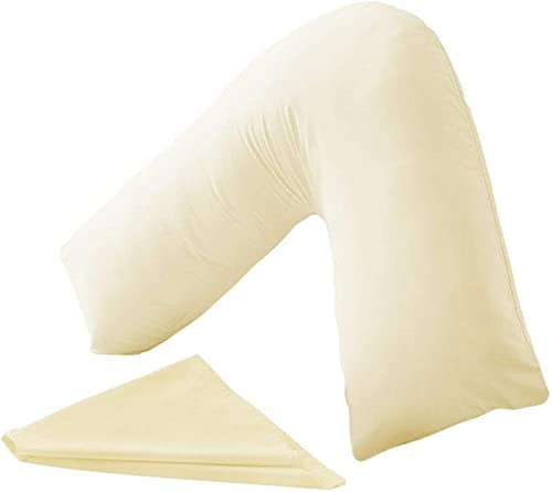 Night Zone V Shaped Polycotton Pillow Case Cover Nursing Pregnancy Maternity Orthopaedic Support PillowCase (Cream)